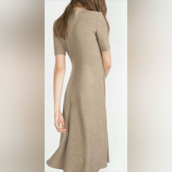 NWT ZARA WOMAN Size Large Wool Blend Midi Dress in Camel Flowy A-Line Neutral - Picture 10 of 11